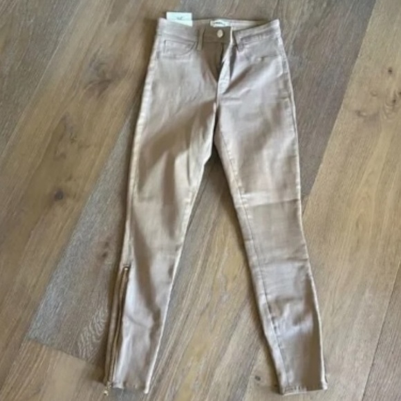 L’AGENCE Sabine High Rise Skinny Crop w/ Zip Cuff in Cappuccino - Picture 3 of 7